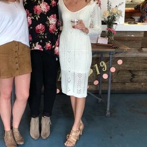 Long Sleeve Cream Knit Dress